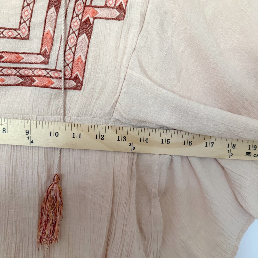 Knox Rose Embroidered XS Pink Blouse Peasant Boho Tassel Ethereal - Picture 7 of 9
